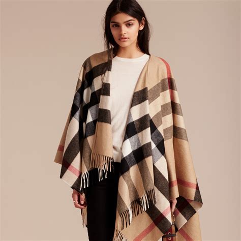 burberry check cashmere and wool poncho|burberry check wool cape.